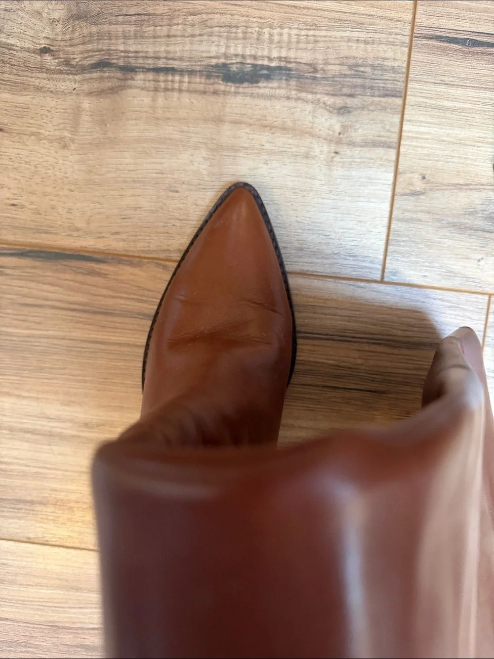 Steve Madden Cognac Leather Over-the-Knee Block Heel Boots
